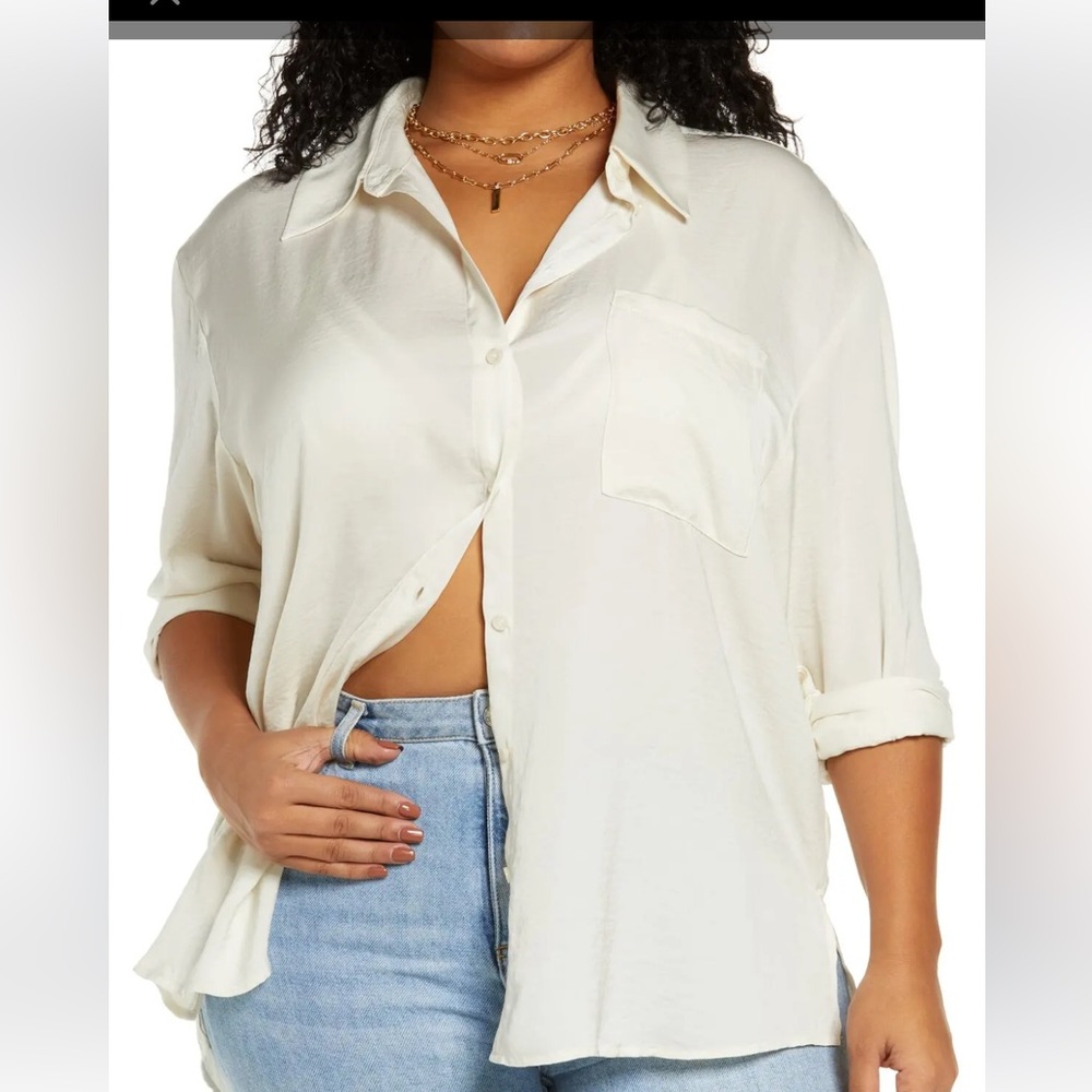 Women's Cream Button-Down Shirt - Relaxed Fit